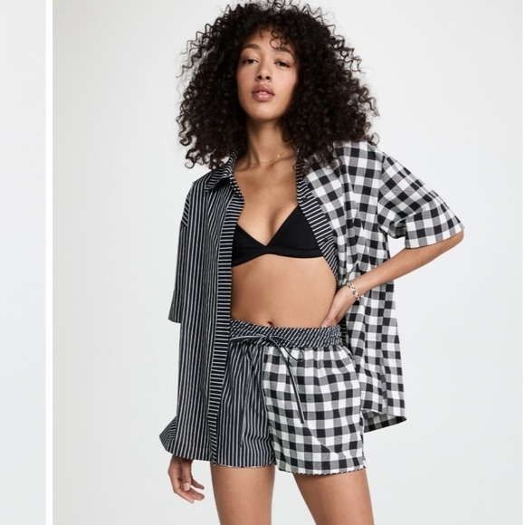 SOLID & STRIPED Tops - Solid & Striped Sutton Short Sleeve Button Down Gingham / Stripe Size S